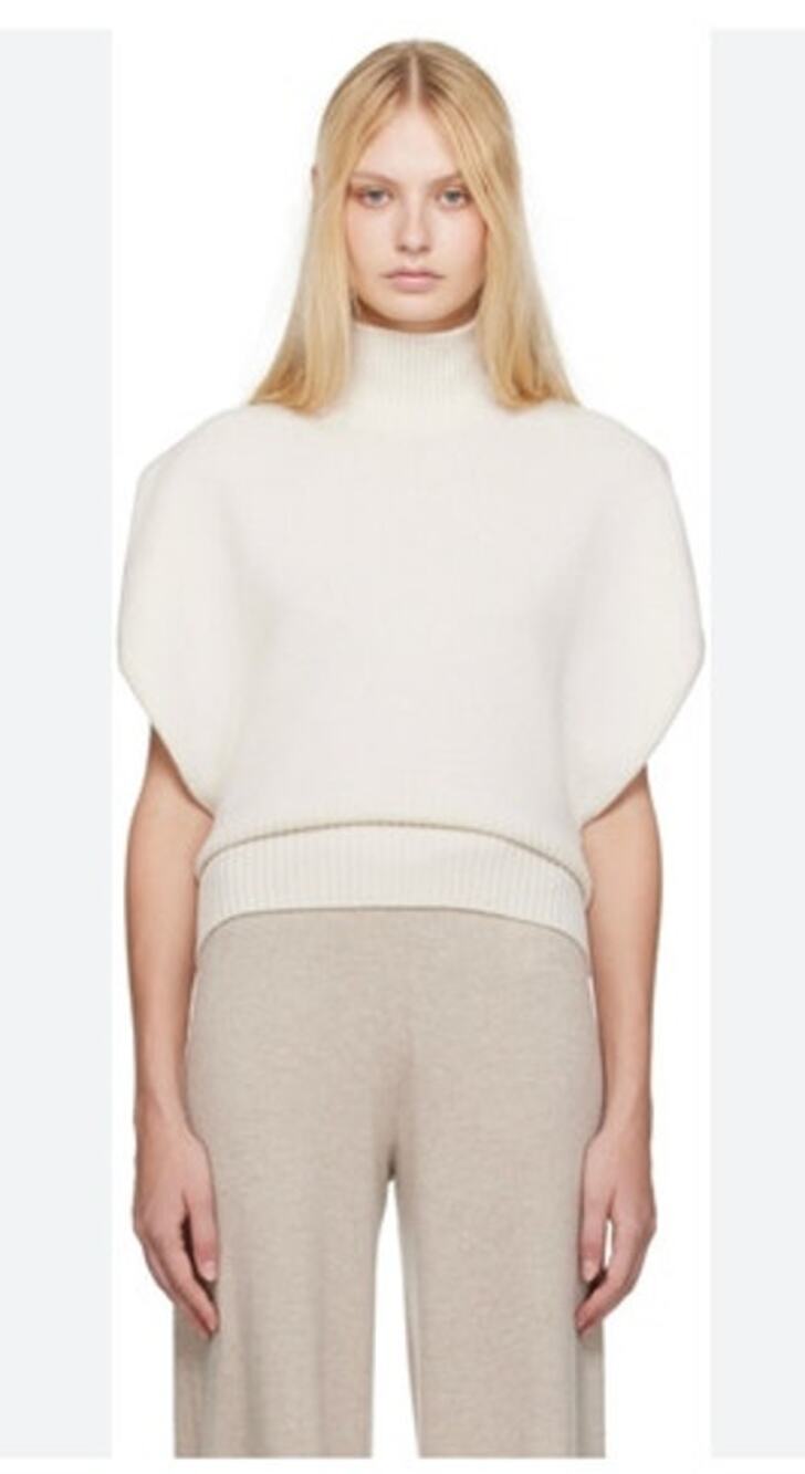 LISA YANG Sz 1 M Medium Ivory Cream Zaya 100% Cashmere Sweater Top Vest